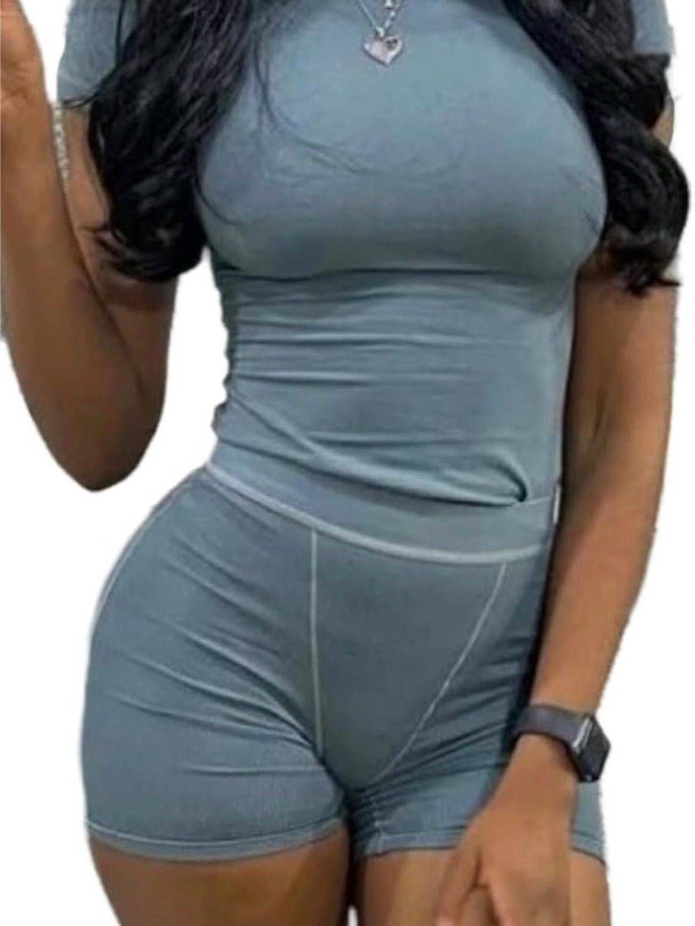 Leisure Athletic biker Shorts - Slate Gray, blueish